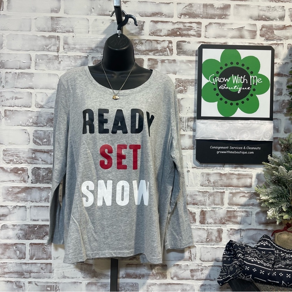 Family Pajamas Gray 'Ready Set Snow' Long-Sleeve Graphic Top